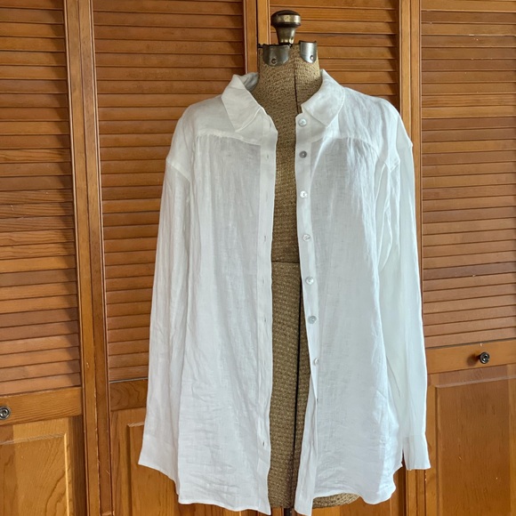 Spell | White Basic Linen Blouse | L - Picture 9 of 16